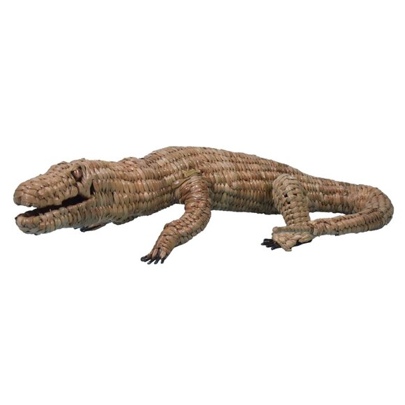 Small Alligator Wicker Sculpture by Mario Lopez Torres Est. 1974 Brass Accent hugo neumann